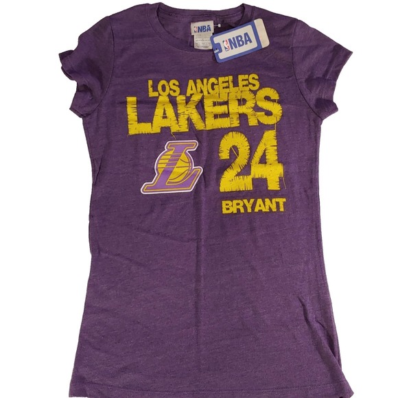 Lakers Tops - NBA Los Angeles Lakers Kobe Bryant 24 Women's Size Med Purple Graphic T- Shirt